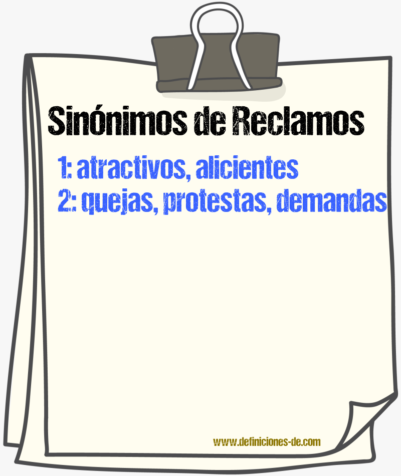 Sinónimos de reclamos