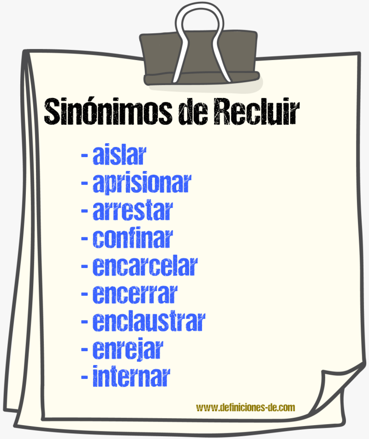 Sinnimos de recluir