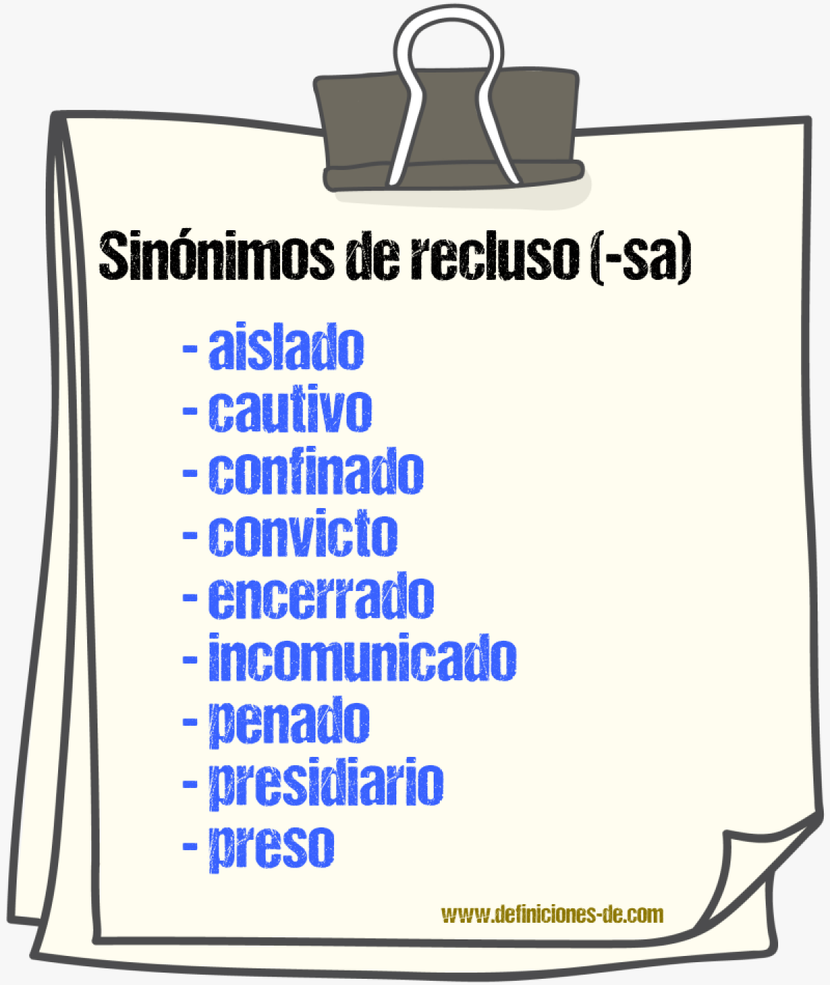 Sinnimos de recluso