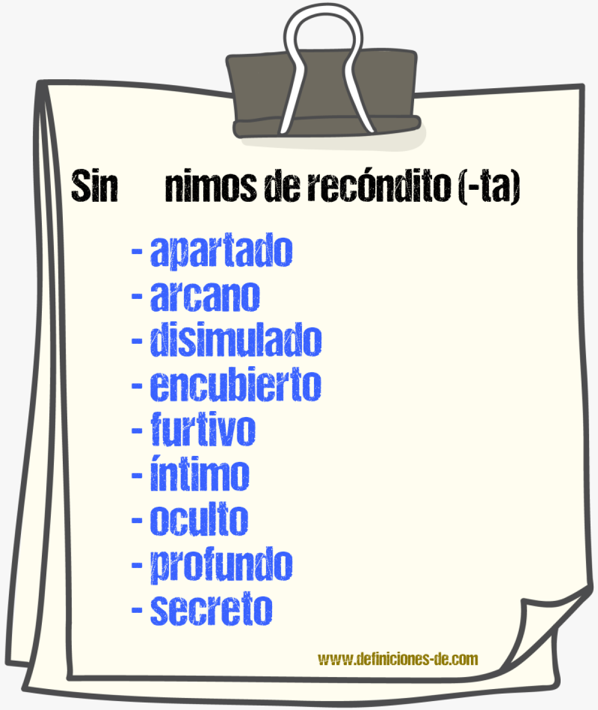 Sinnimos de recndito