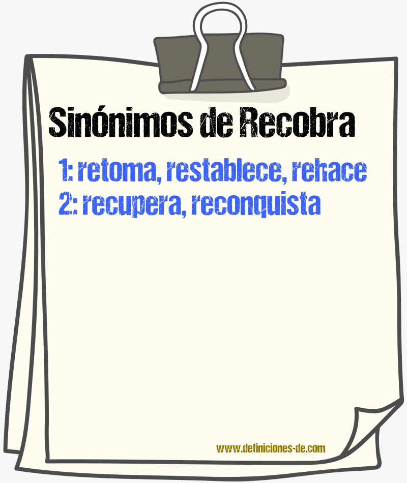 Sinónimos de recobra