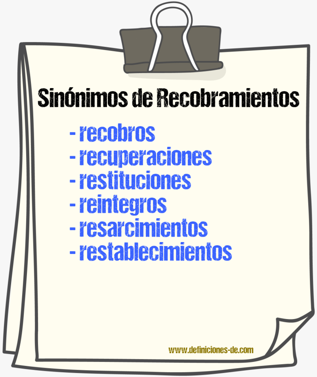 Sinónimos de recobramientos
