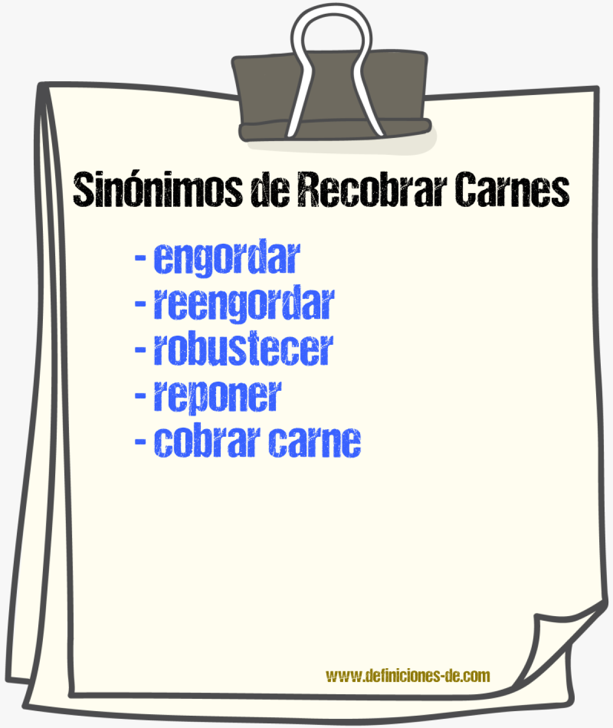 Sinónimos de recobrar carnes