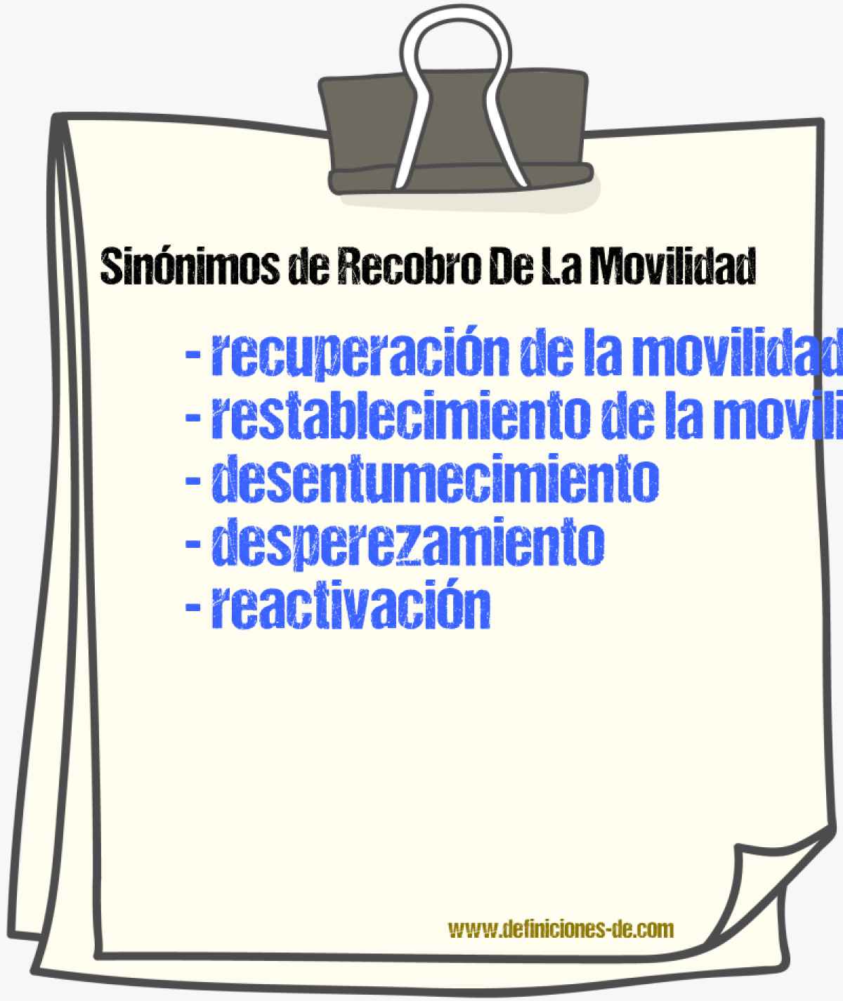 Sinónimos de recobro de la movilidad