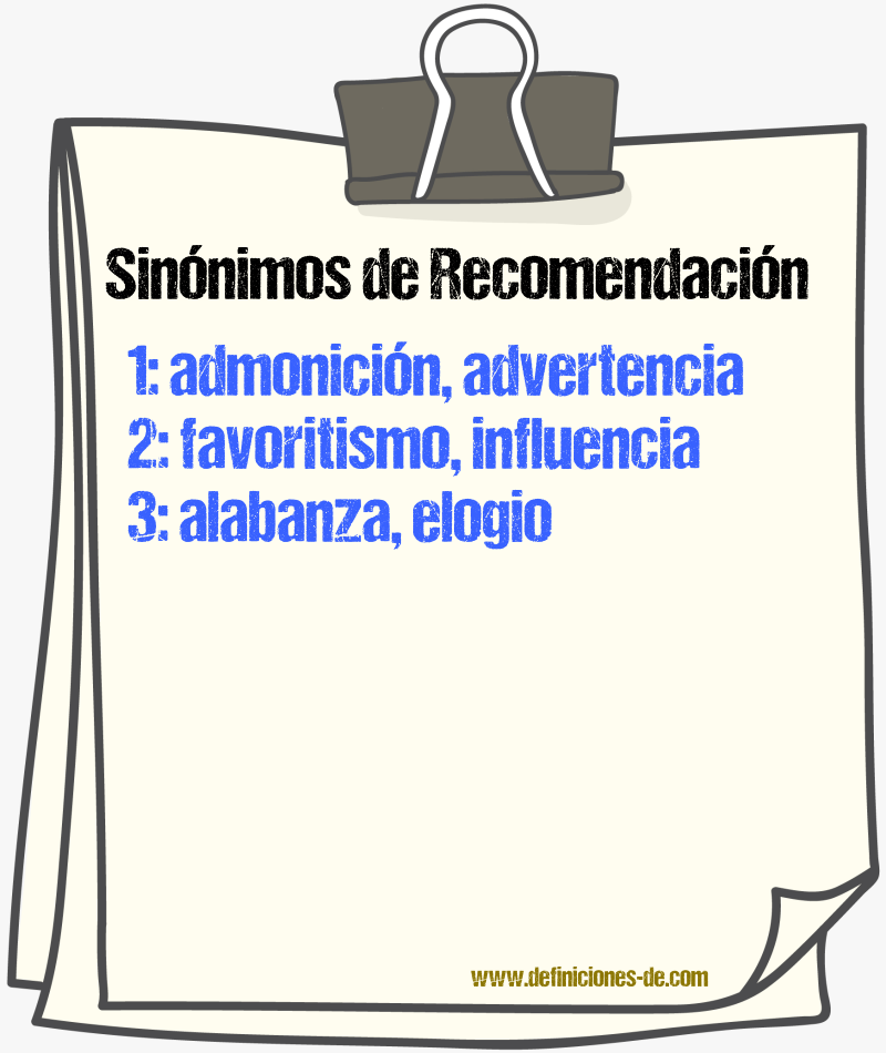 Sinnimos de recomendacin