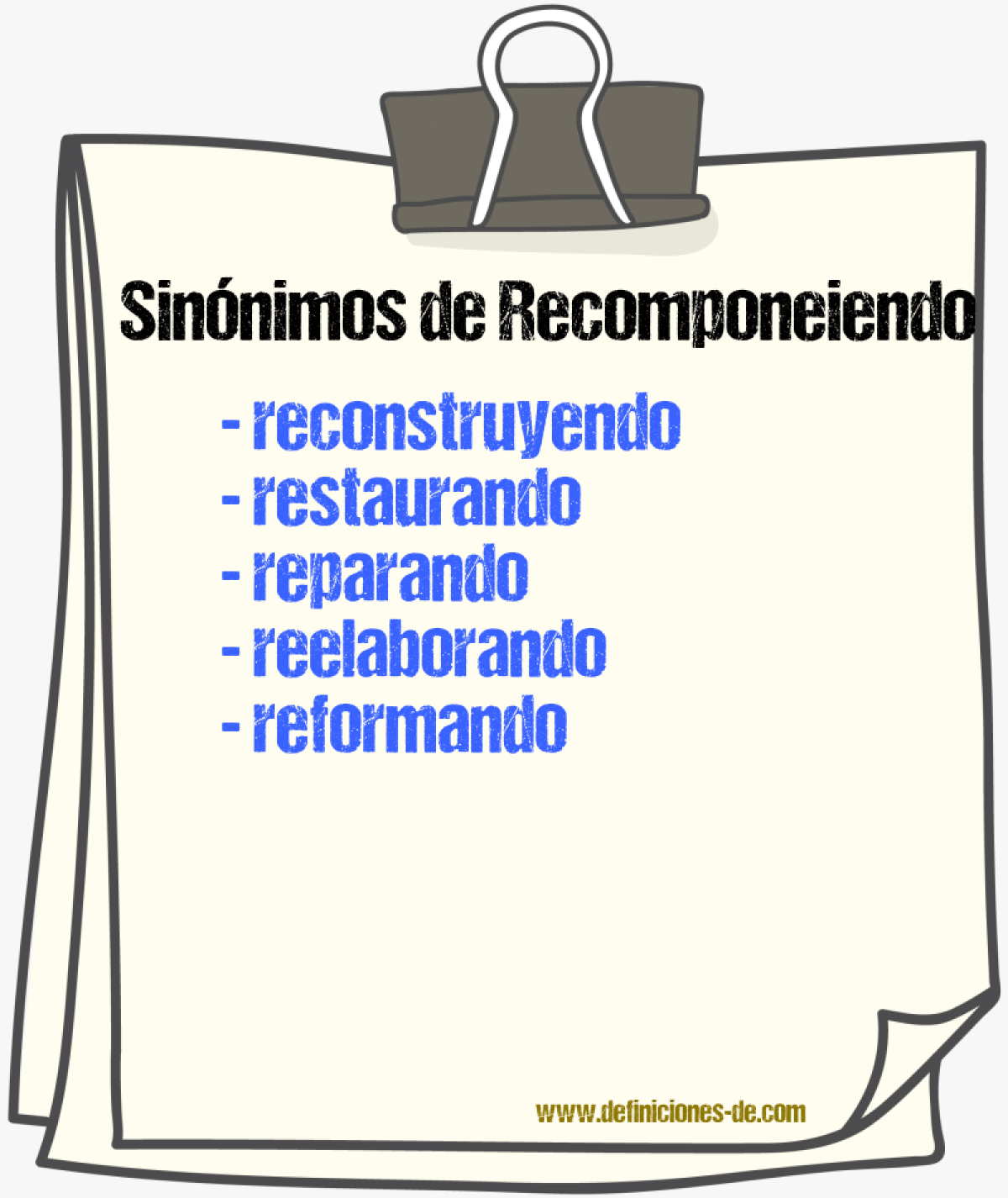 Sinónimos de recomponeiendo