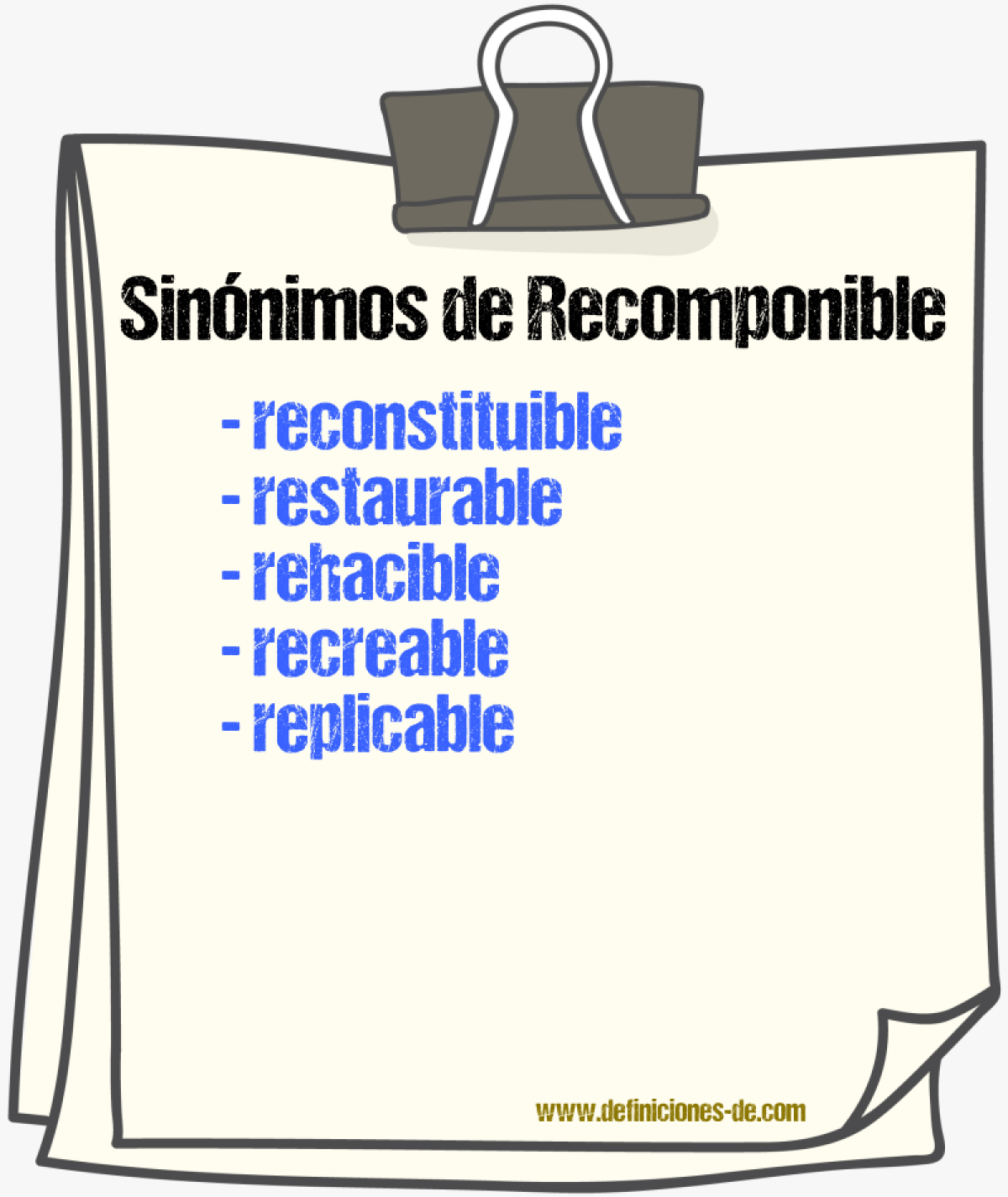 Sinónimos de recomponible