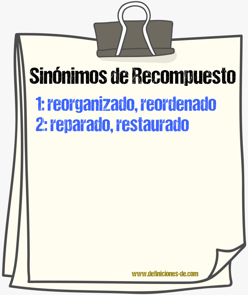 Sinónimos de recompuesto