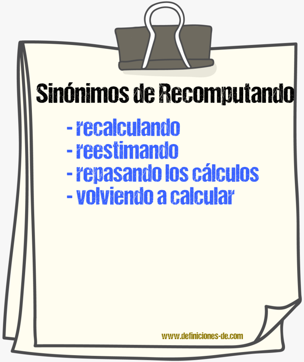 Sinónimos de recomputando