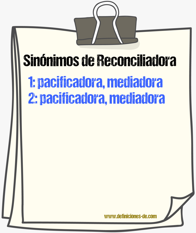 Sinónimos de reconciliadora