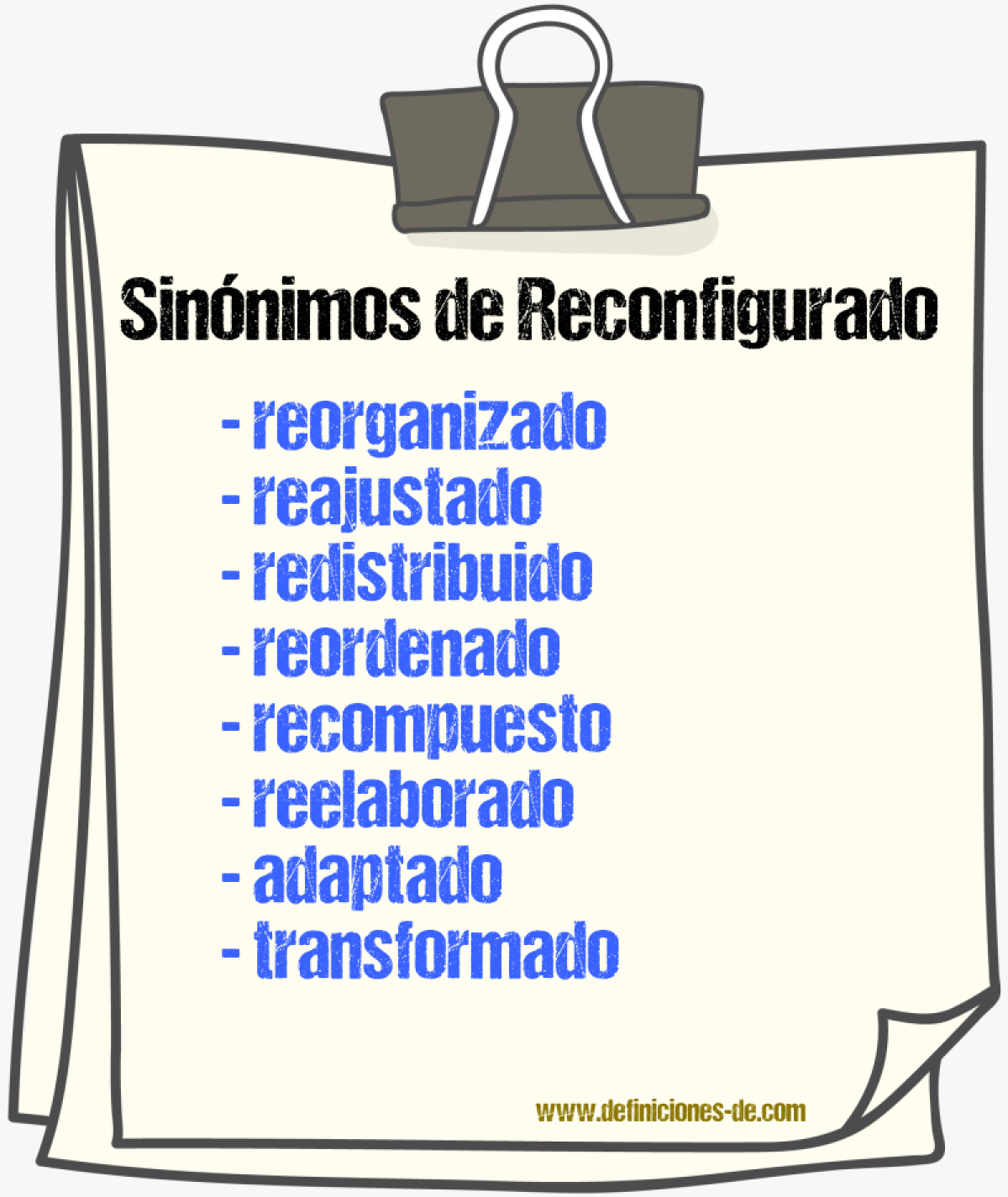 Sinónimos de reconfigurado