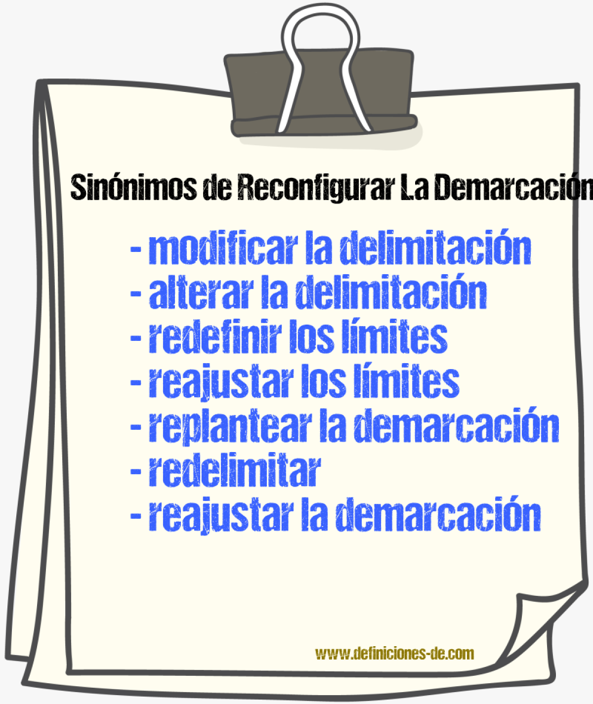 Sinónimos de reconfigurar la demarcación