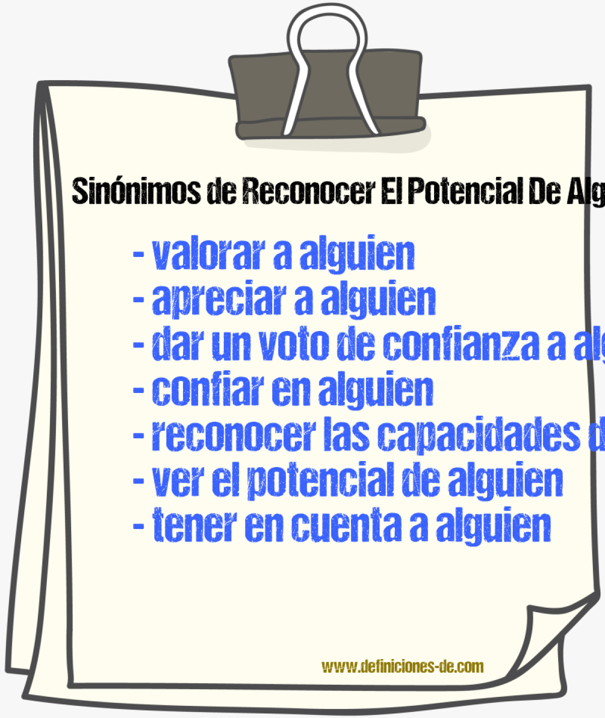 Sinónimos de reconocer el potencial de alguien