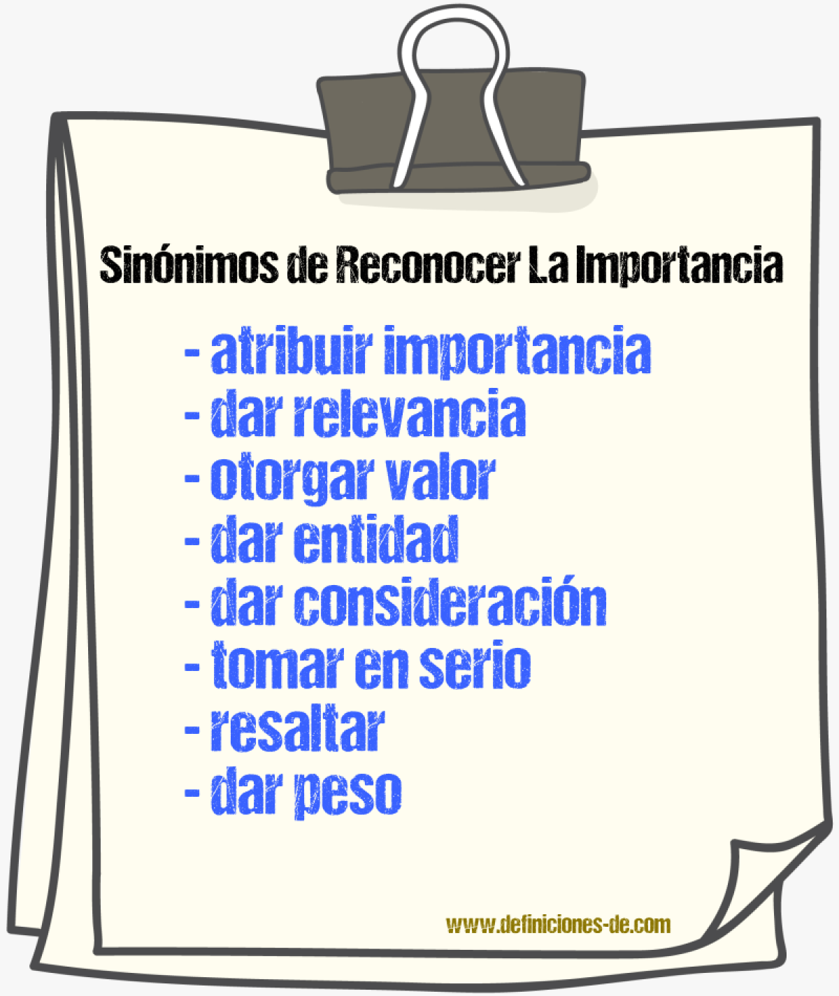 Sinónimos de reconocer la importancia
