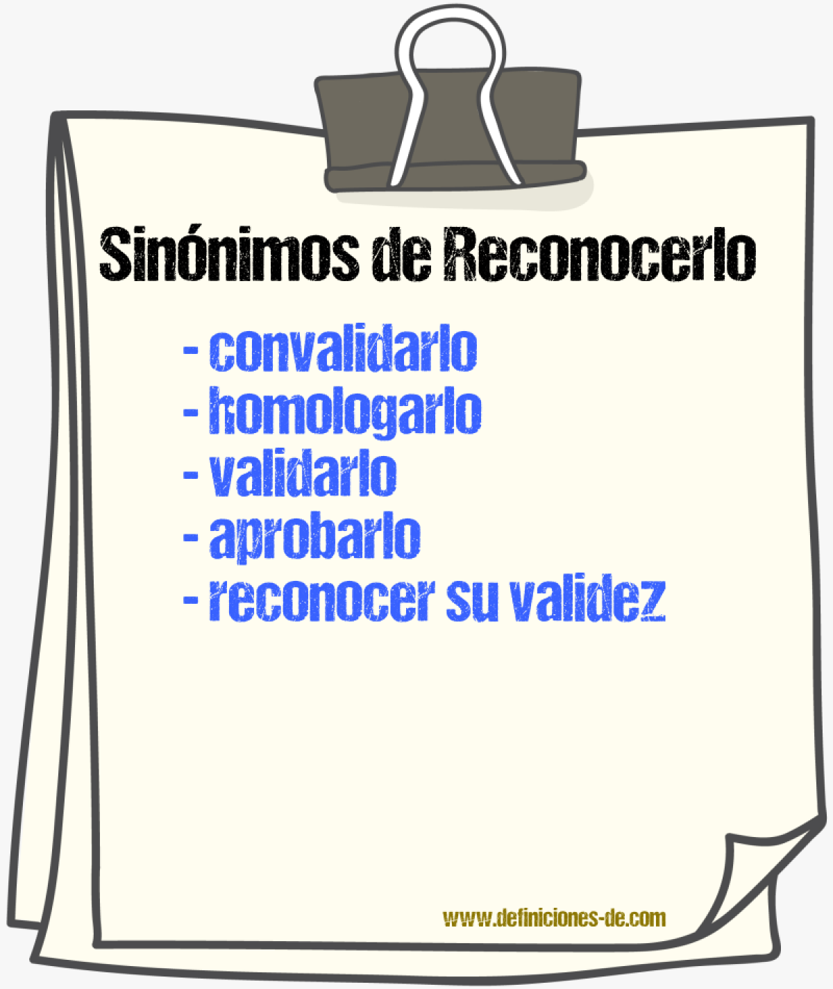 Sinónimos de reconocerlo