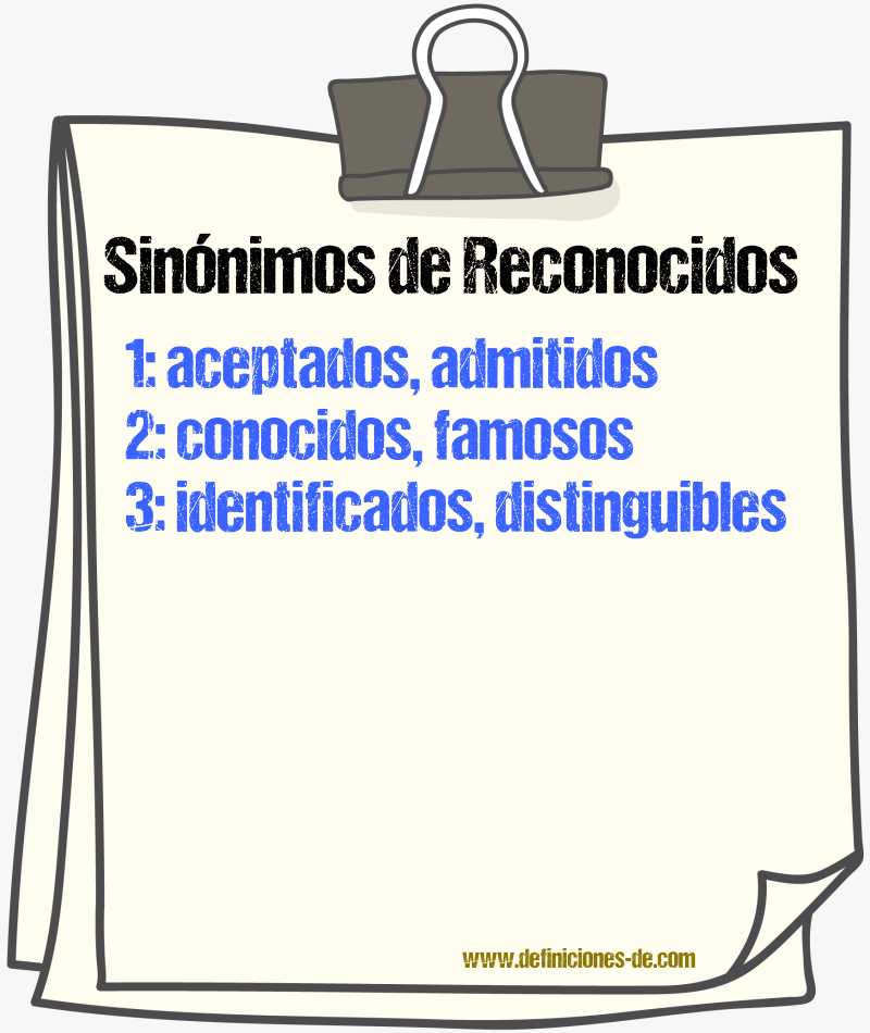 Sinónimos de reconocidos