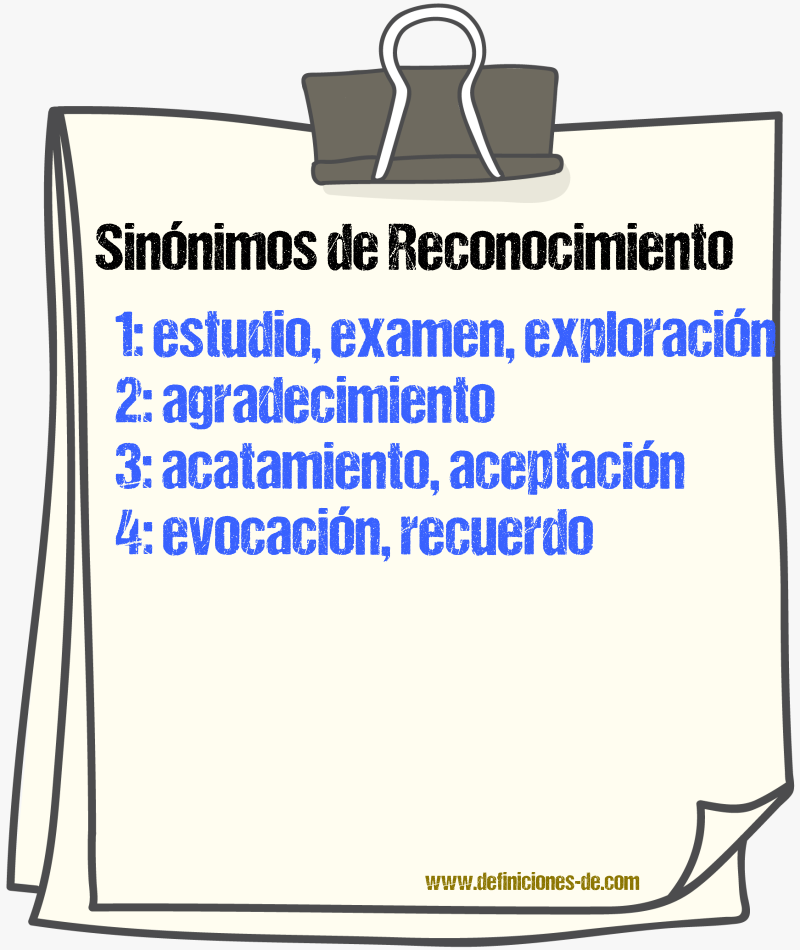 Sinnimos de reconocimiento