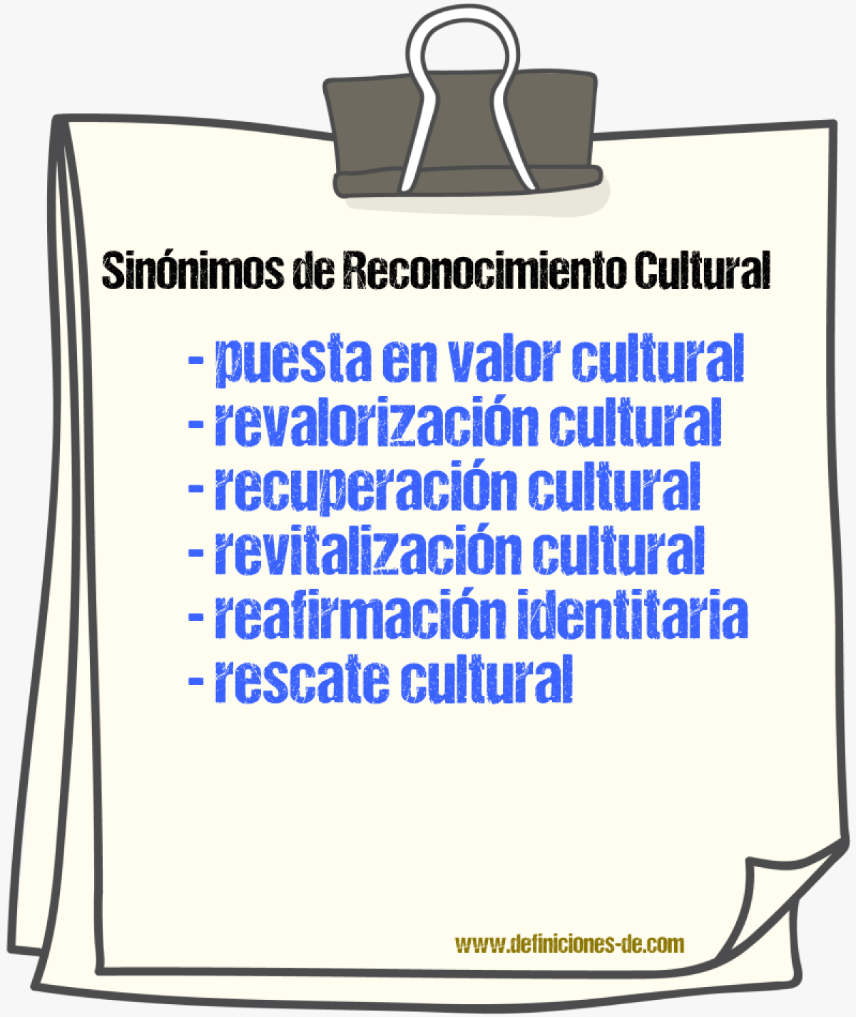 Sinónimos de reconocimiento cultural