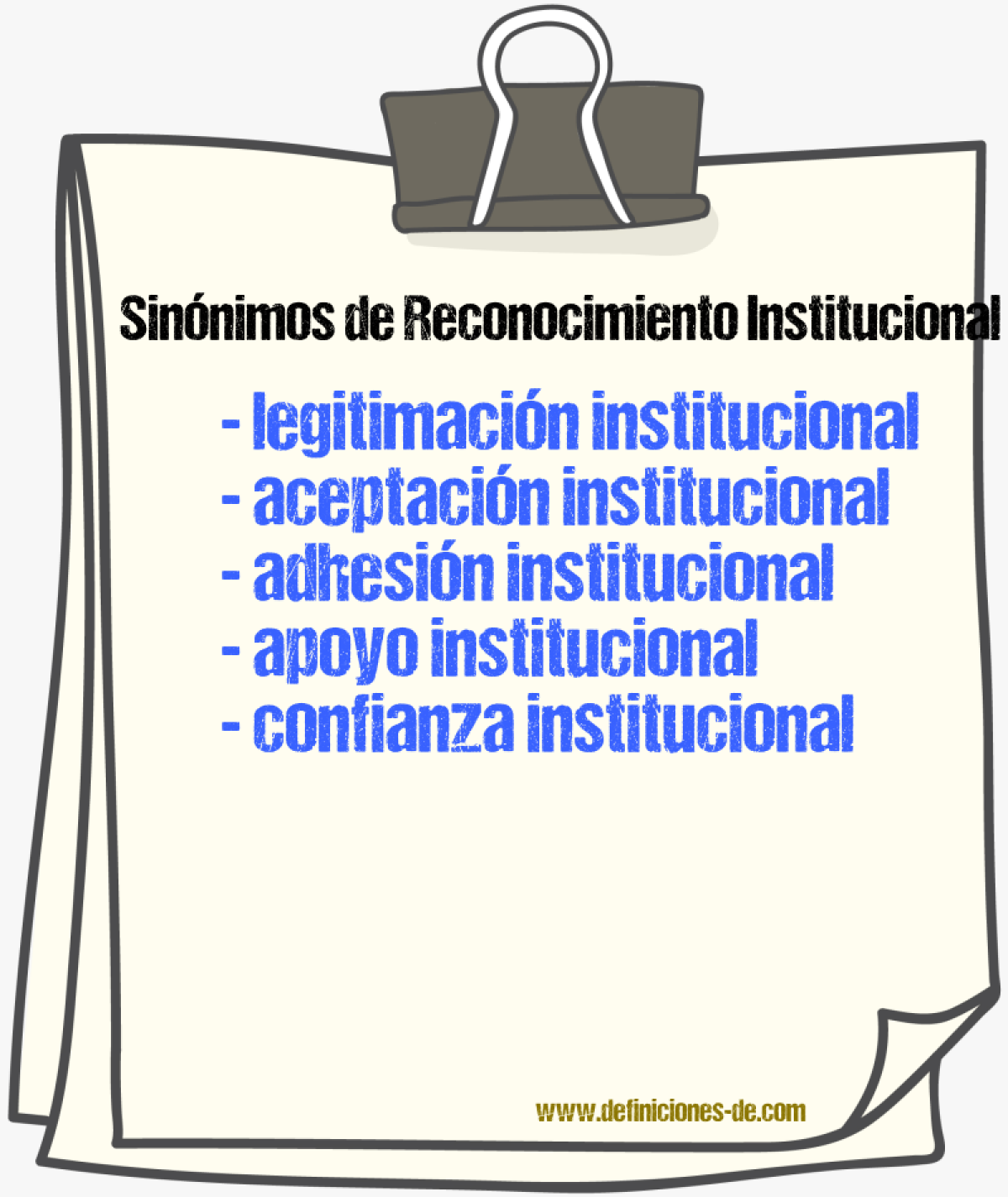 Sinónimos de reconocimiento institucional