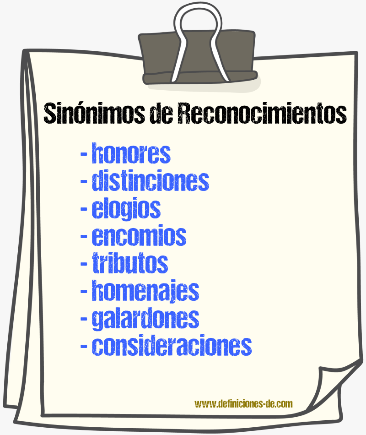 Sinónimos de reconocimientos