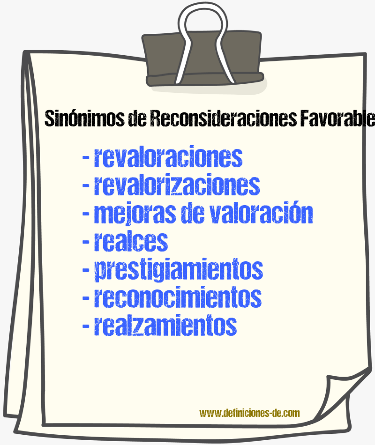 Sinónimos de reconsideraciones favorables