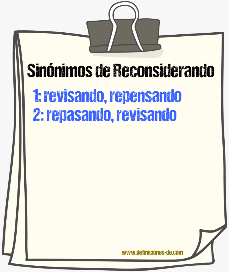 Sinónimos de reconsiderando