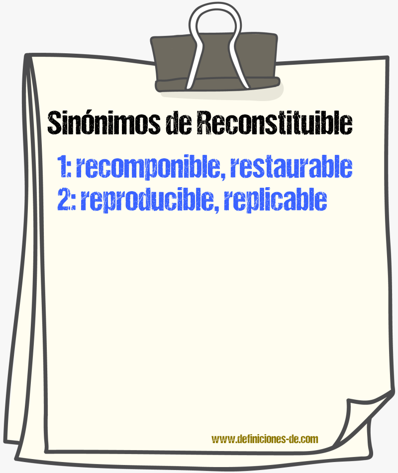 Sinónimos de reconstituible