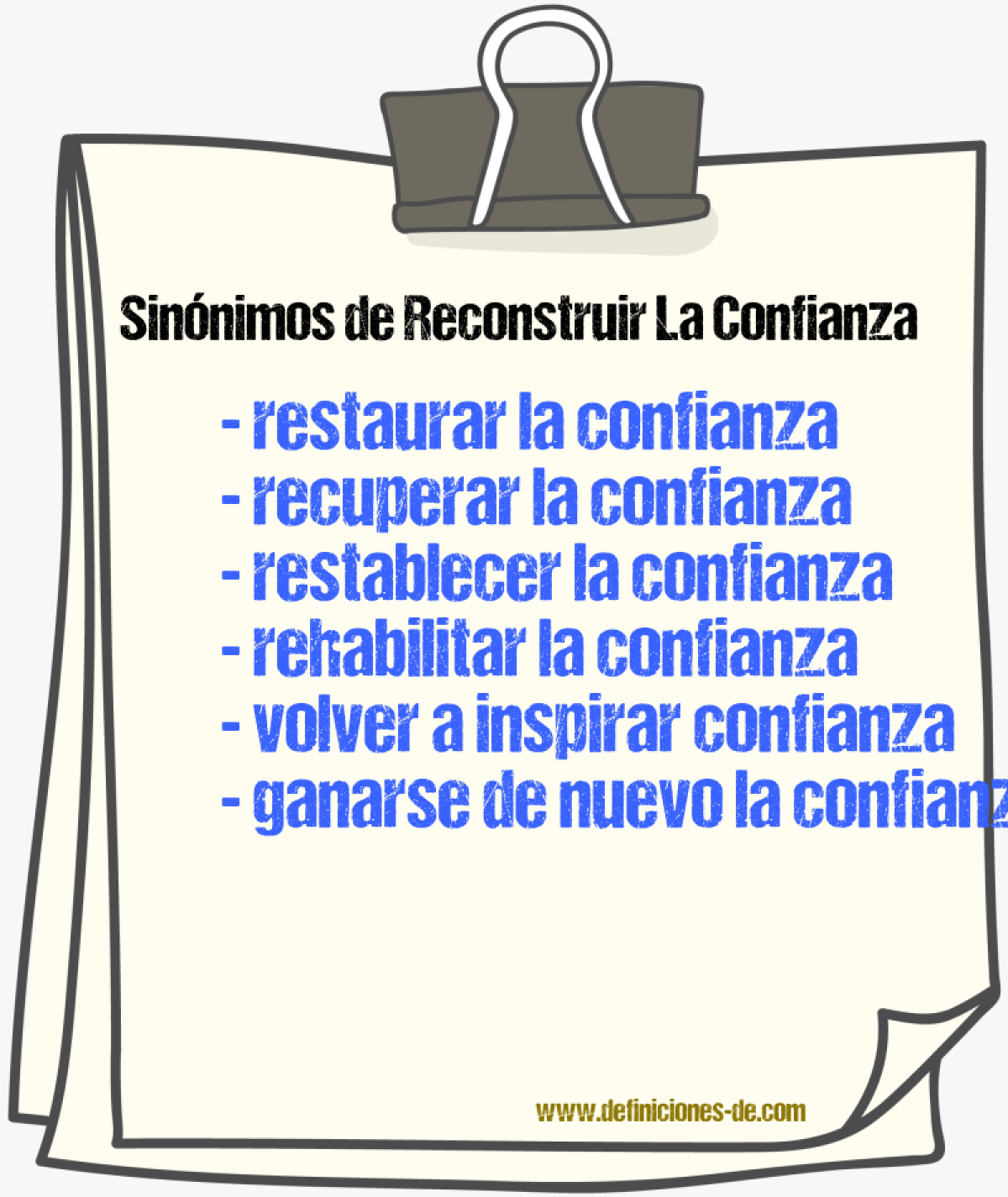 Sinónimos de reconstruir la confianza