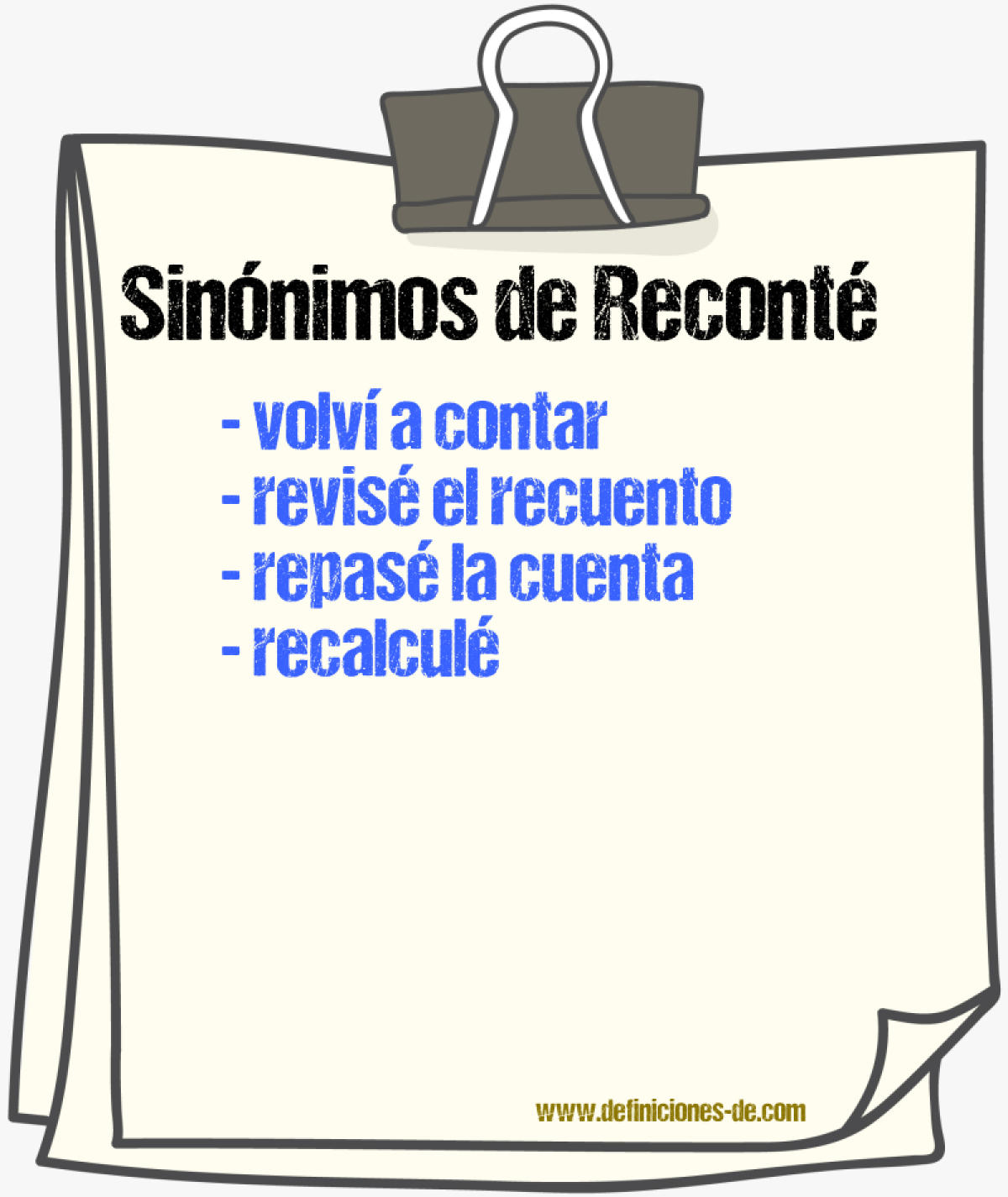 Sinónimos de reconté