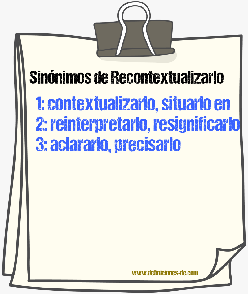 Sinónimos de recontextualizarlo
