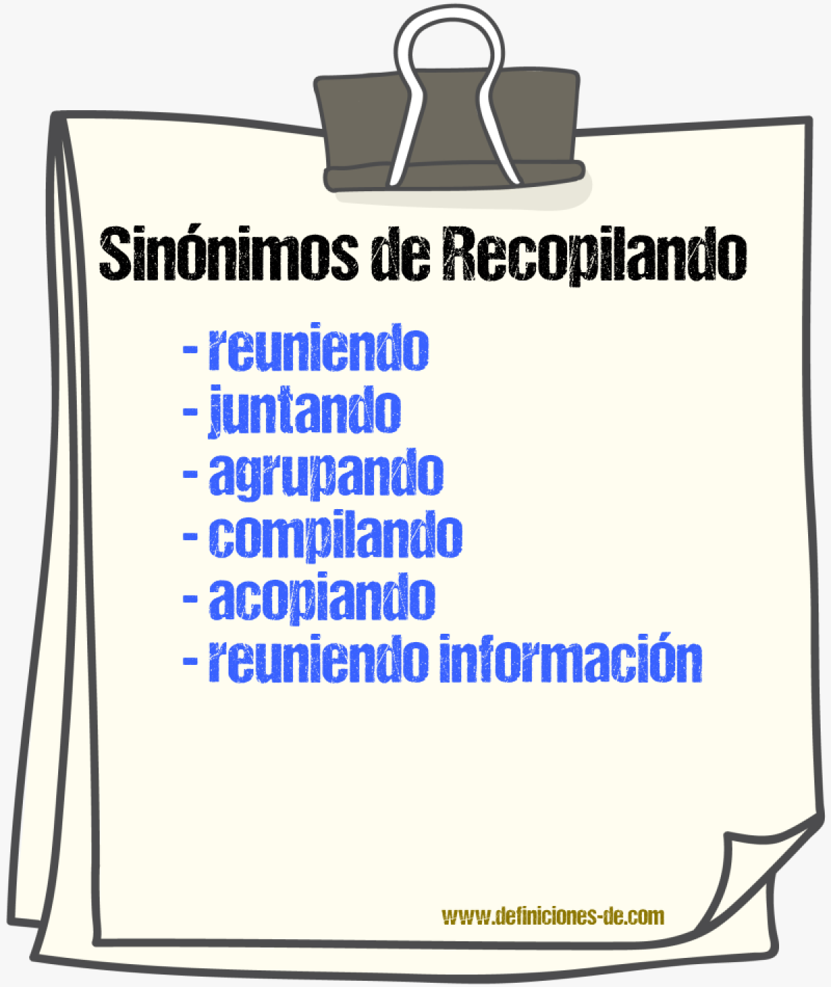 Sinónimos de recopilando