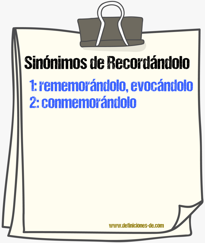 Sinónimos de recordándolo