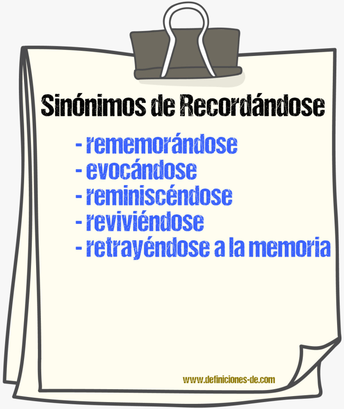 Sinónimos de recordándose