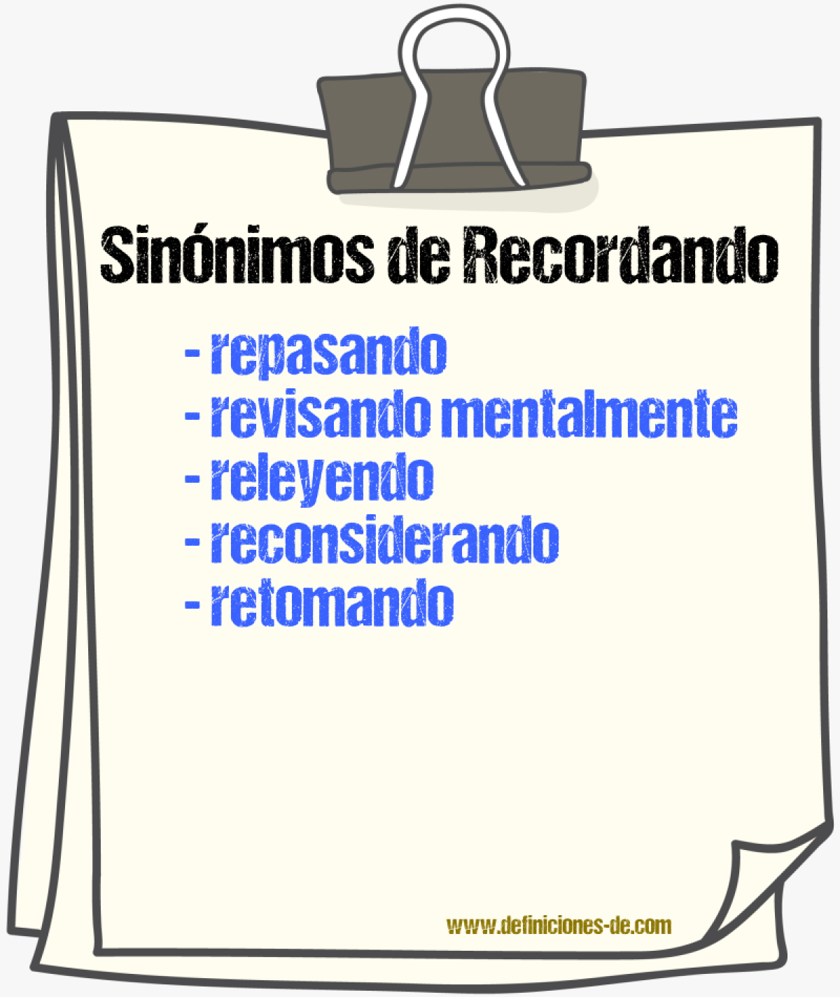 Sinónimos de recordando