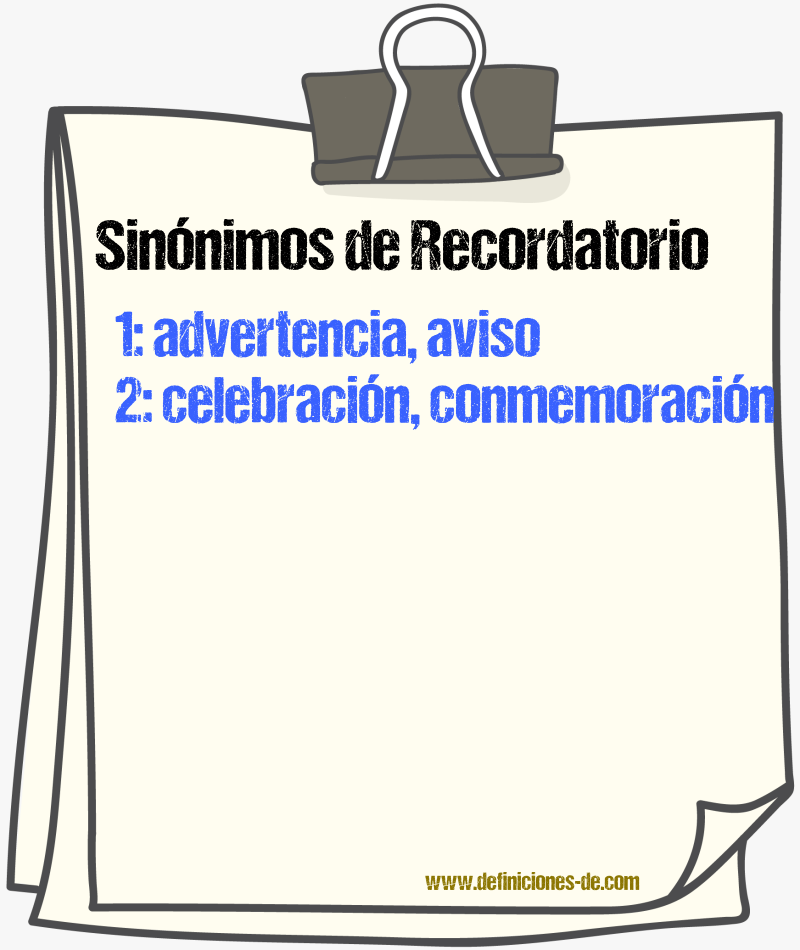 Sinnimos de recordatorio