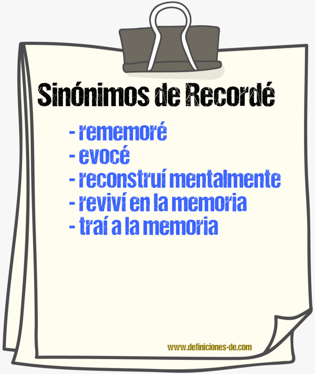 Sinónimos de recordé