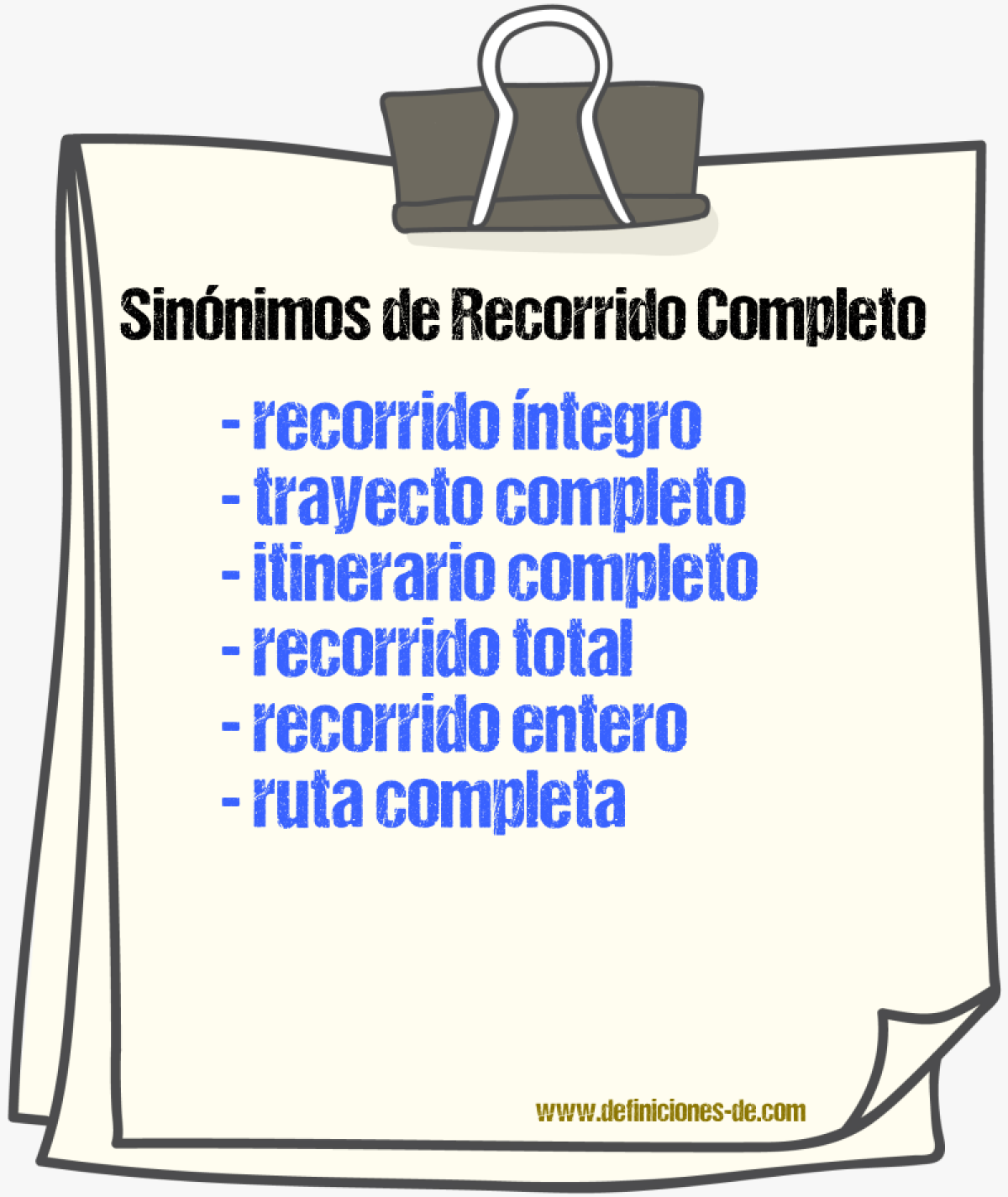 Sinónimos de recorrido completo