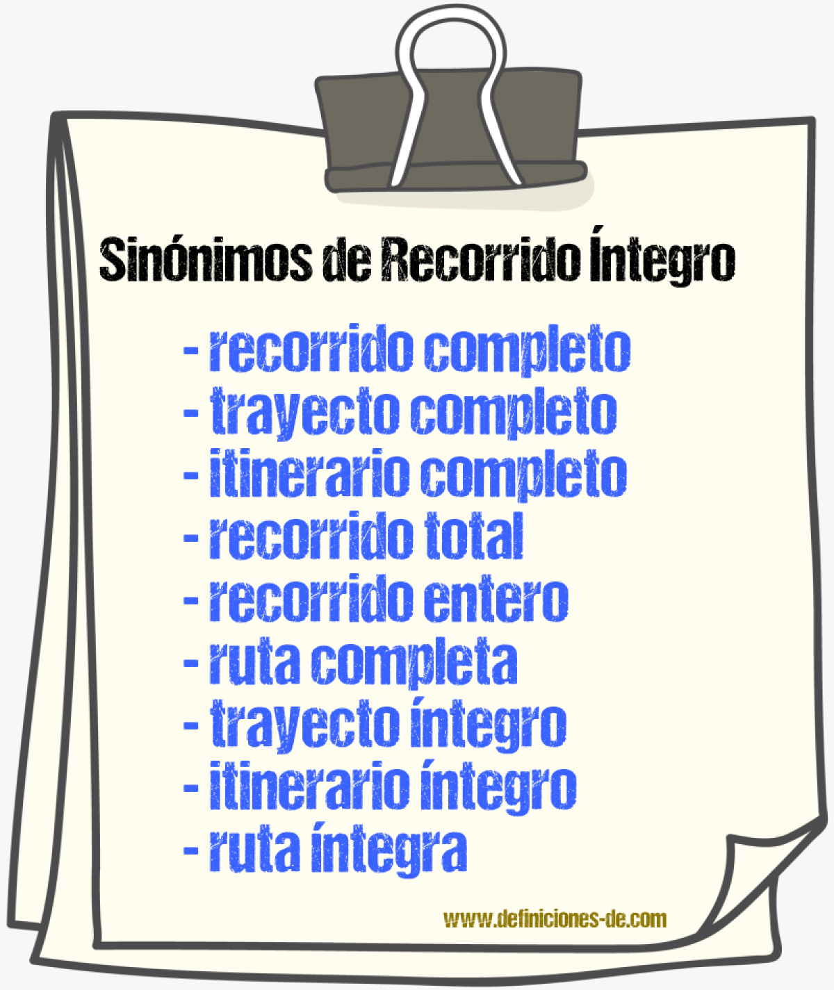 Sinónimos de recorrido íntegro