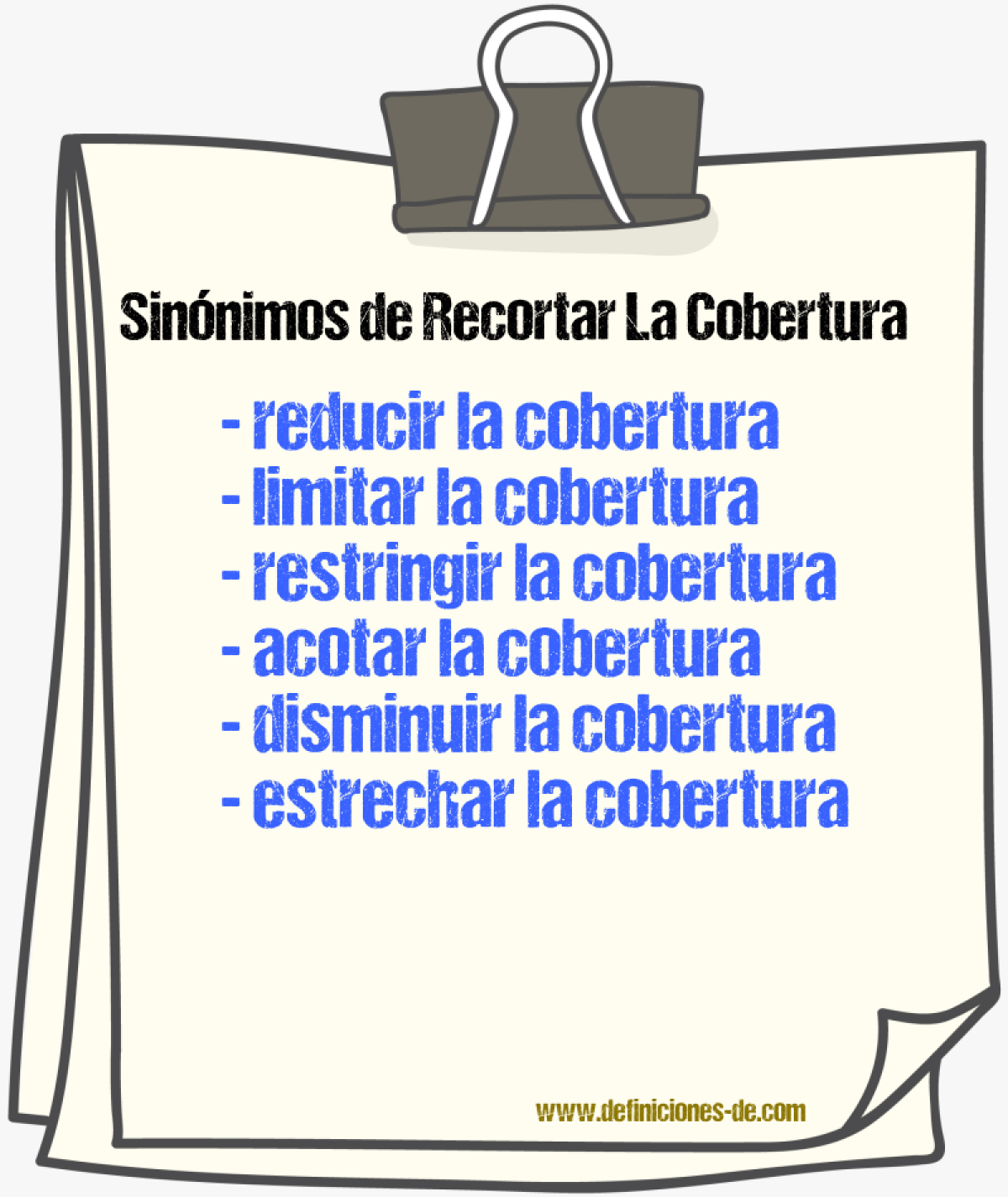 Sinónimos de recortar la cobertura