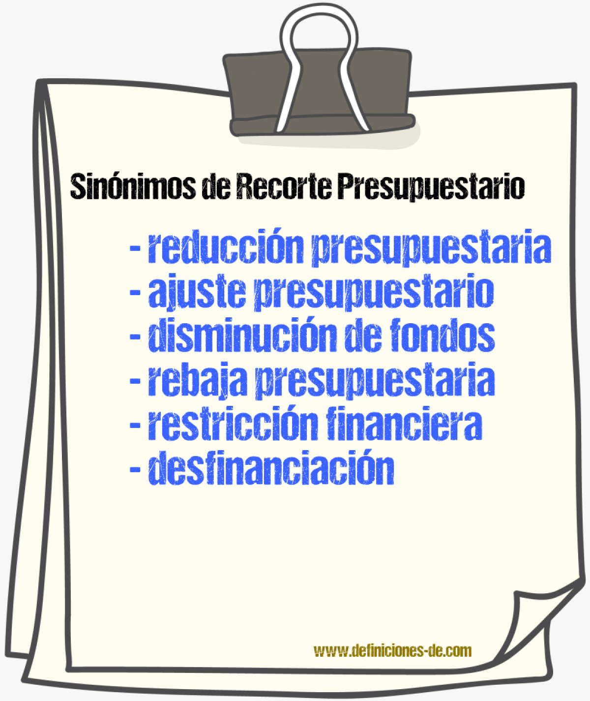 Sinónimos de recorte presupuestario