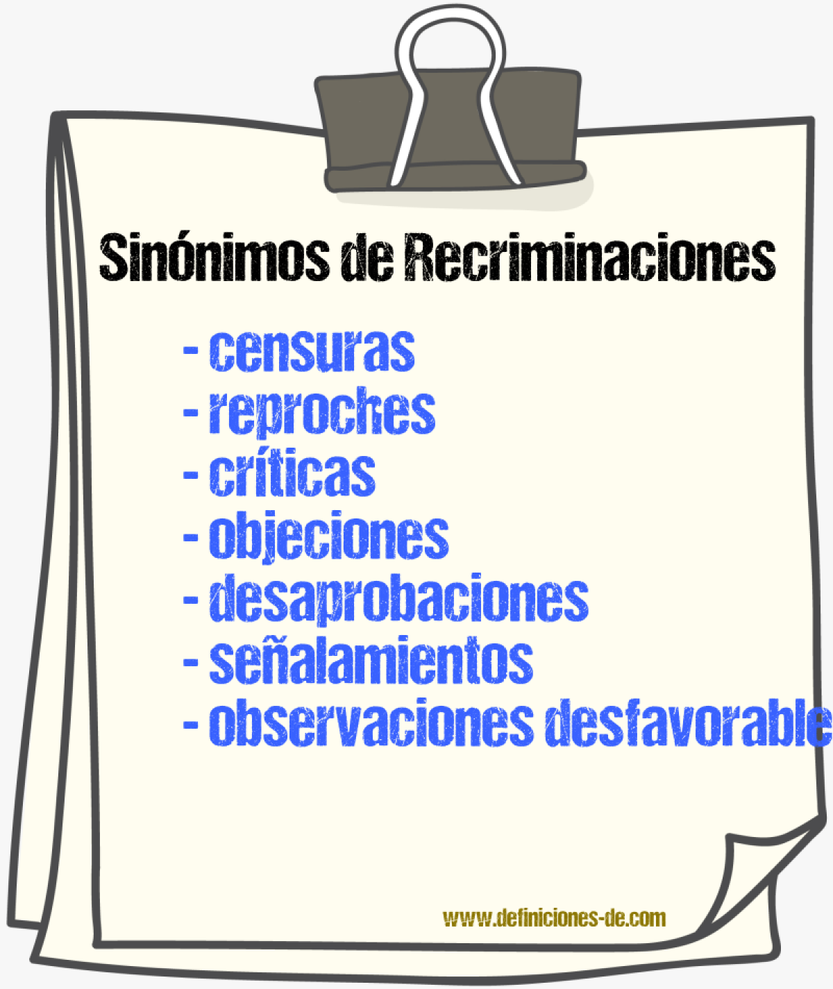 Sinónimos de recriminaciones