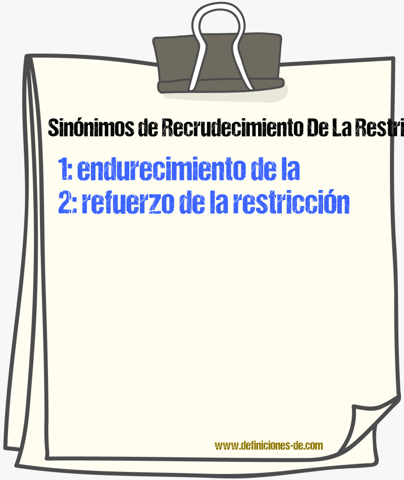 Sinónimos de recrudecimiento de la restricción