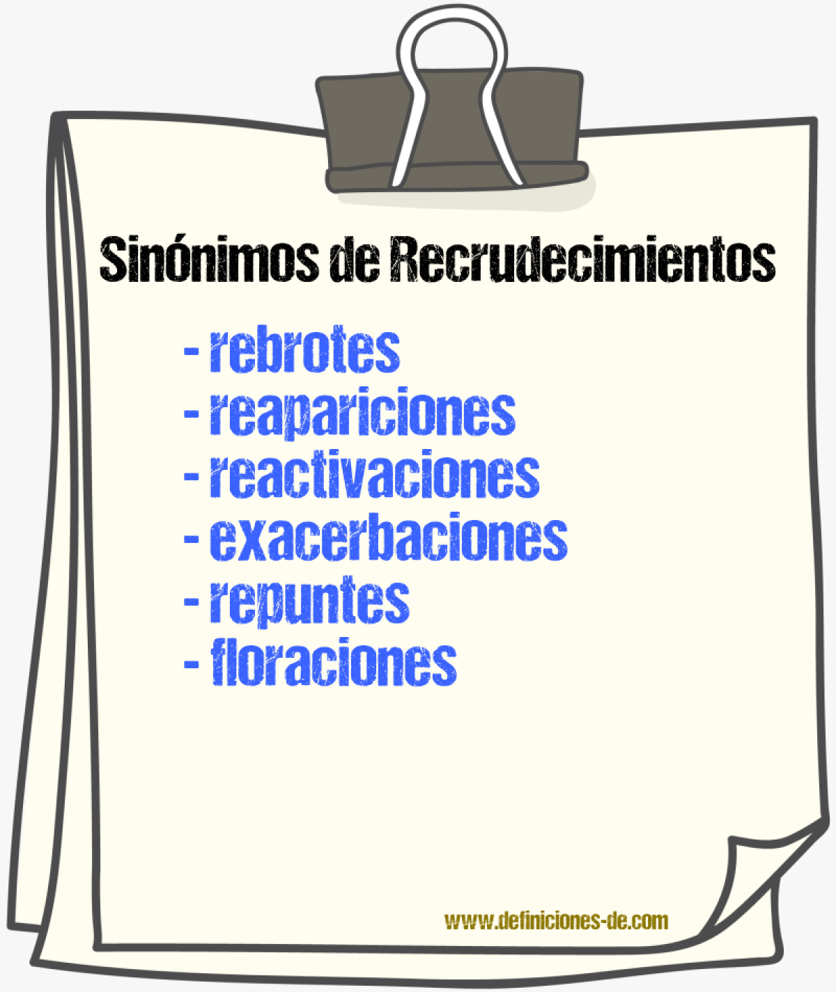 Sinónimos de recrudecimientos