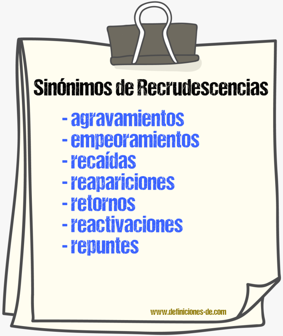 Sinónimos de recrudescencias