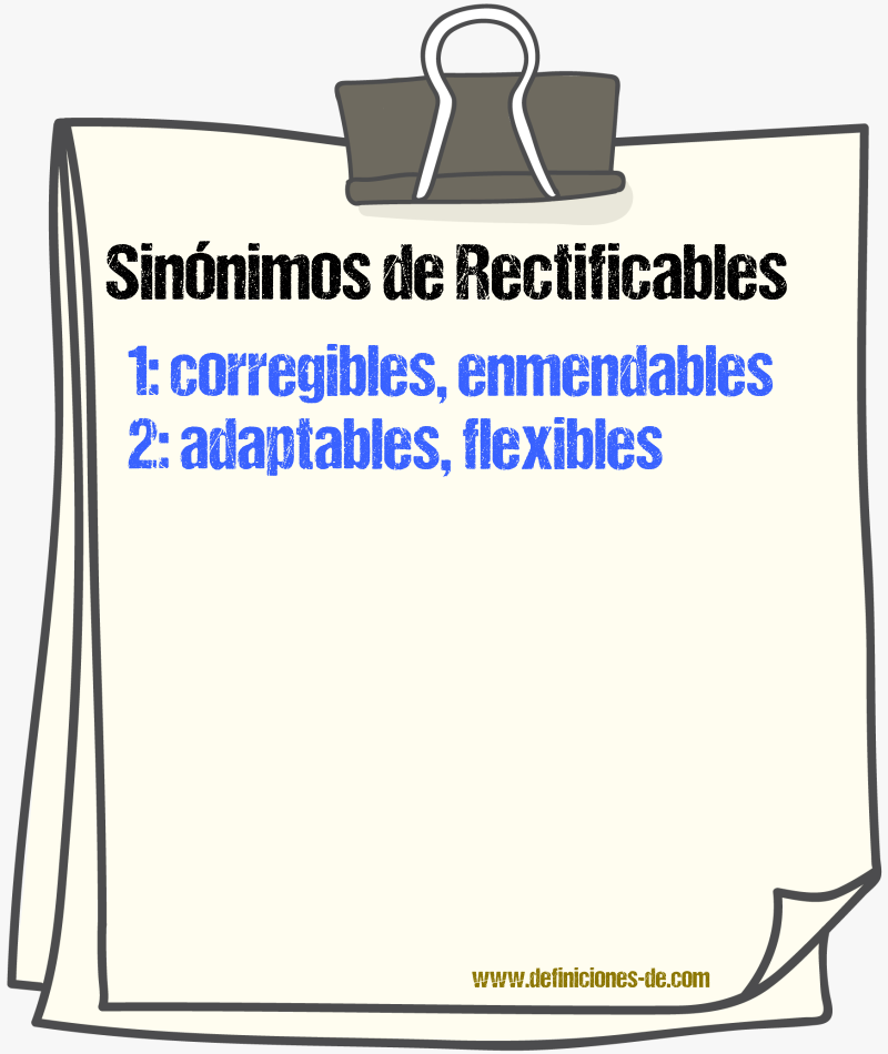 Sinónimos de rectificables