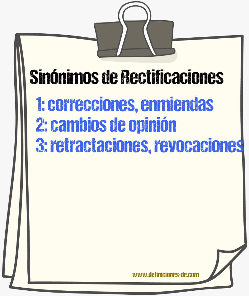 Sinónimos de rectificaciones