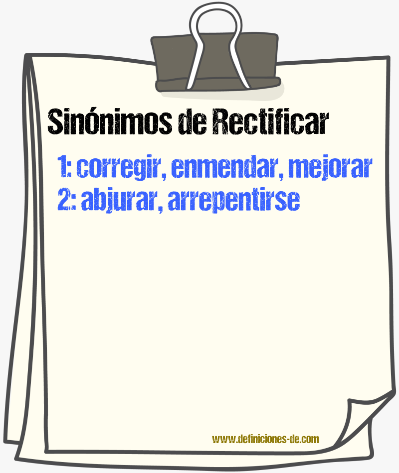 Sinnimos de rectificar