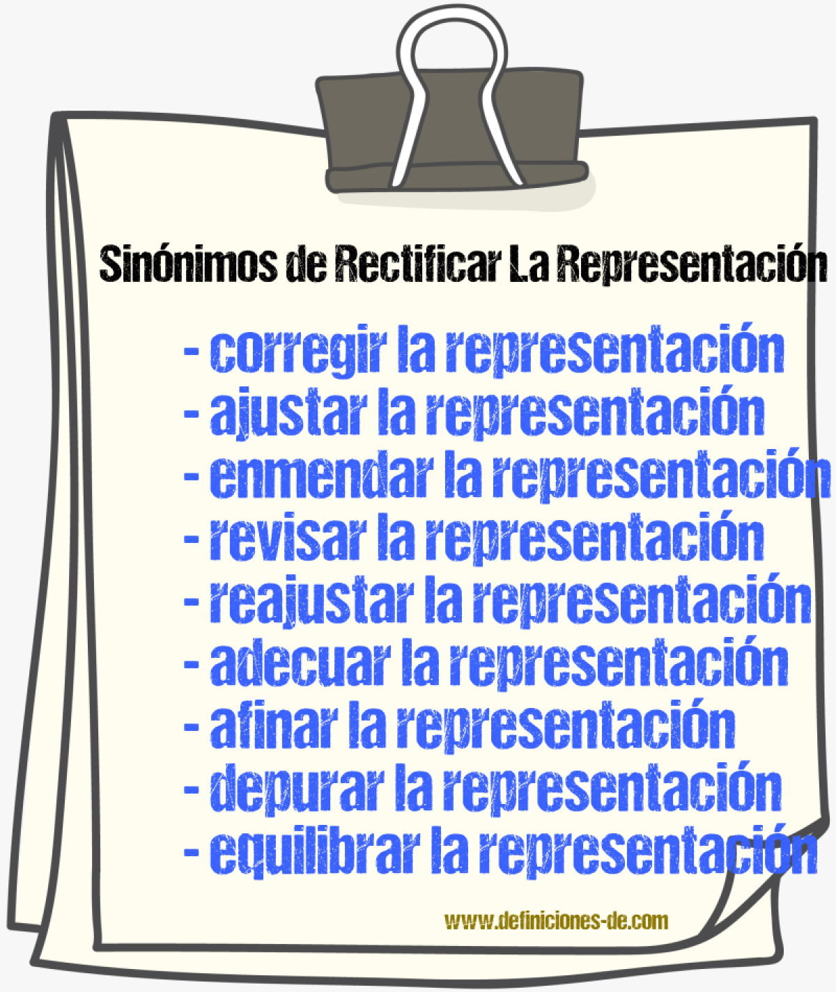 Sinónimos de rectificar la representación