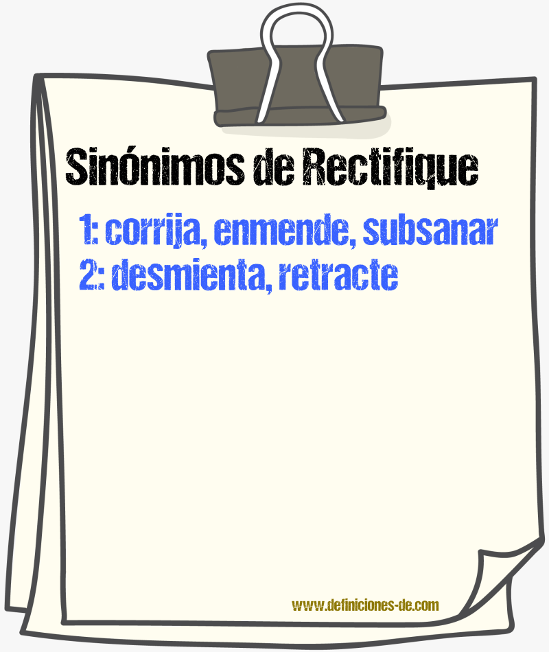 Sinónimos de rectifique