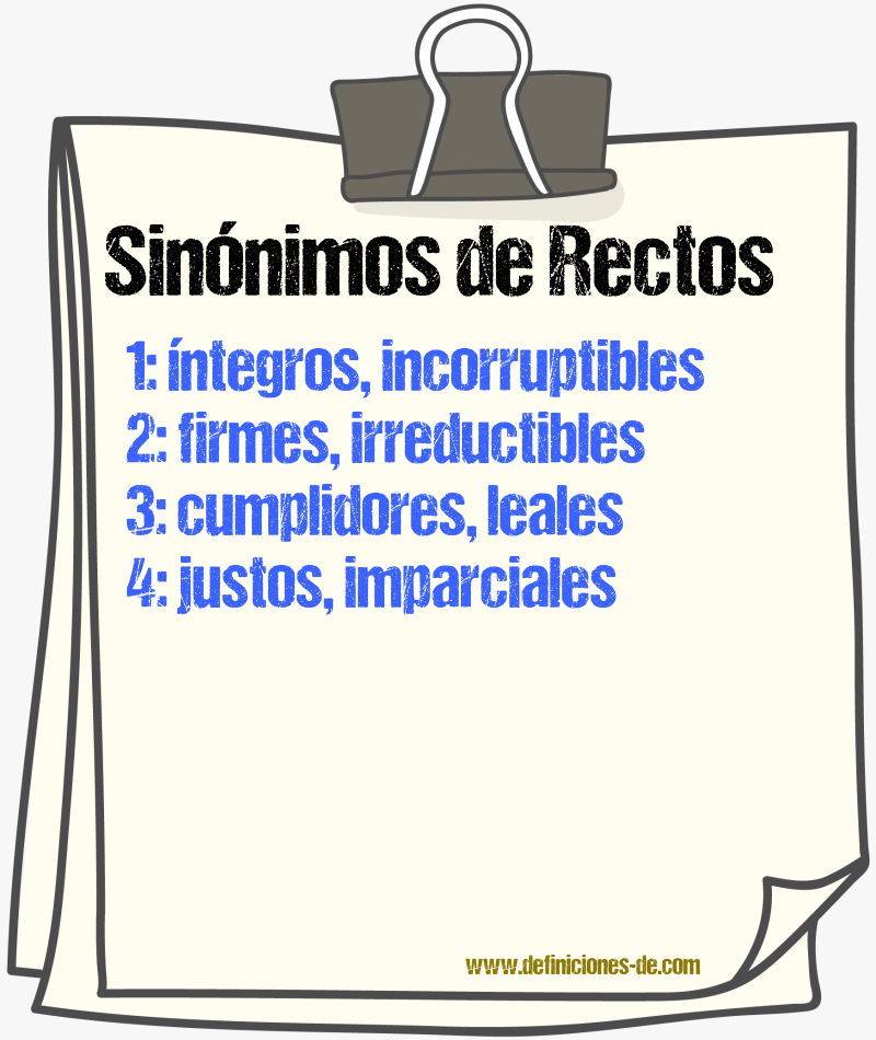 Sinónimos de rectos